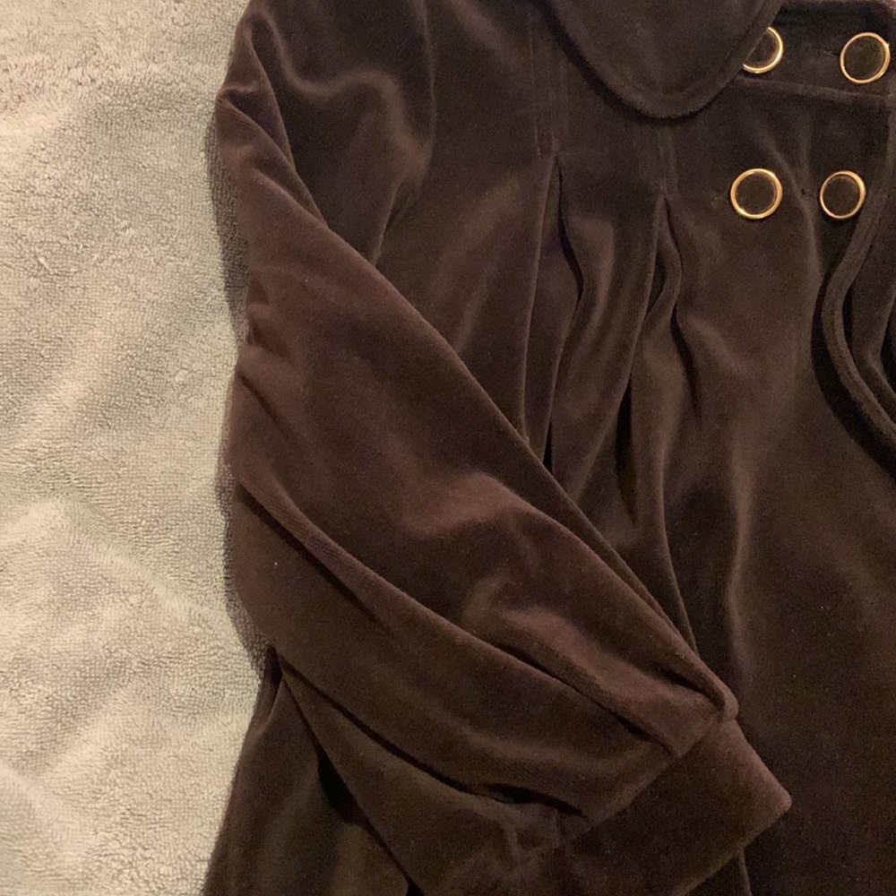 Juicy Couture NWOT Brown Velour Jacket with Hood Size L - Picture 4 of 10